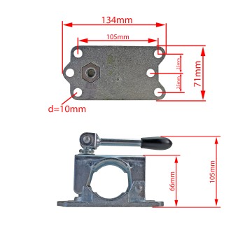 Klemmhalter verstärkt 48 mm Rohrdurchmesser mit Klappknebel für Anhänger Stützrad – Bild 2