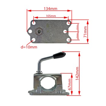 Klemmhalter verstärkt 48 mm Rohrdurchmesser für Anhänger Stützrad – Bild 2