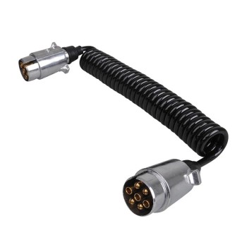 Spiralkabel 12 V, beidseitig mit 7-polig Aluminiumstecker – Bild 3