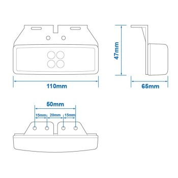 LED Seitenmarkierungsleuchte 12/24V orange 110x40mm mit Halter – Bild 5