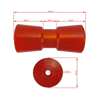 Kielrolle mit Metallkern Polyurethan Länge 195 mm – Bild 2
