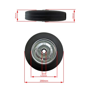 Vollgummirad / Ersatzrad 200 x 45 mm für Stützräder PKW Anhänger – Bild 2
