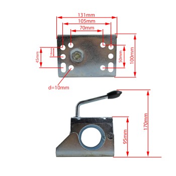 Klemmhalter für 60 mm Rohrdurchmesser PKW Anhänger Stützrad oder Stützen – Bild 2