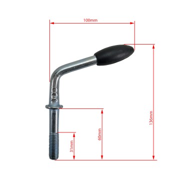 Knebelschraube M12 60 mm lang für Klemmhalter 48mm Stützrad – Bild 2