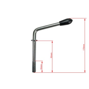 Knebelschraube M12 95 mm lang für Klemmhalter 60mm Stützrad – Bild 2