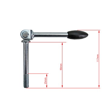 Klappknebel M 12 95mm lang für Klemmschelle 60mm Stützrad – Bild 2