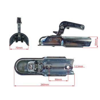 SPP Kugelkupplung TYP ZSK 750 E 70mm Rundrohr Zugmaul für PKW Anhänger – Bild 3