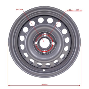 Felge 5.5J x 14 H2 Mittenloch 57mm, Lochkreis 100, 4 Loch, ET 30 für PKW Anhänger – Bild 8