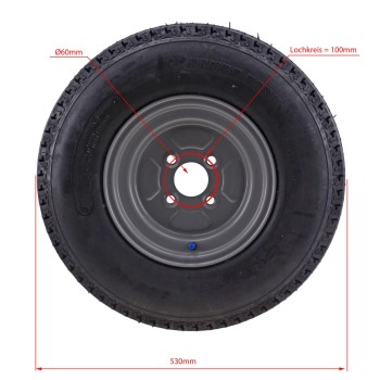 5.00 - 10 Komplettrad Felge 3.50 x 10 LK 4x100 für PKW Anhänger – Bild 7