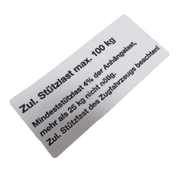 100kg Stützlastschild mit Klebefolie groß