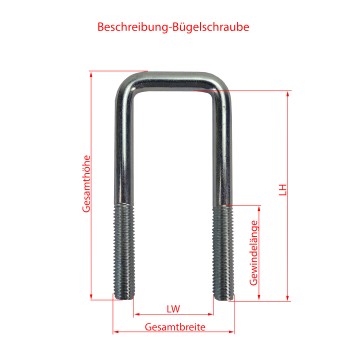Bügelschraube M10 verzinkt LH = 100 mm LW = 43 mm – Bild 2