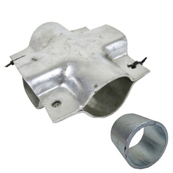 Klemmschale für 80mm Achsrohr Vierkant auf 70mm Zugrohr rund für PKW Anhänger