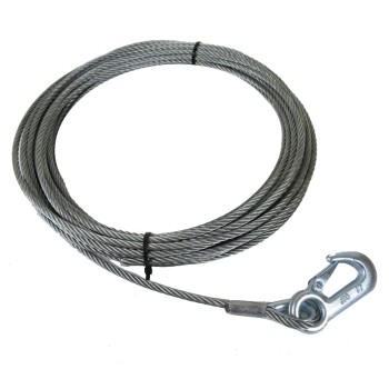 4mm Stahlseil / Drahtseil, Länge 15m mit Karabinerhaken für Seilwinden, 350 daN