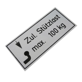 100kg Stützlastschild mit Klebefolie