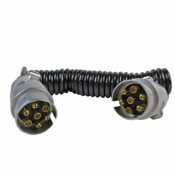 Spiralkabel 12 V, beidseitig mit 7-polig Aluminiumstecker – Bild 2