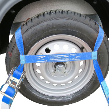 Spanngurt, Zurrgurt, Radsicherung 3 teilig, Autotransport KFZ Trailer Anhänger – Bild 4