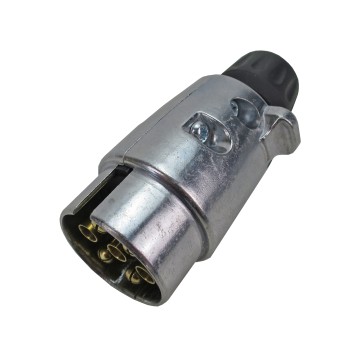 7 poliger Anhängerstecker Metall Stecker für Pkw Anhänger Schraubanschluss