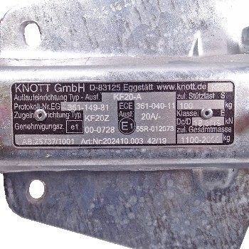 Knott Auflaufeinrichtung TYP KF 20-A GF 1100 - 2000kg mit Stützradkonsole für Anhänger – Bild 8