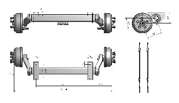 Schlegl 1000kg Anhänger Achse SB10 - 1800mm - Radanschluss 4 x 100 - gebremst – Bild 7