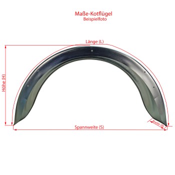 Kotflügel Stahlblech Metall Breite = 150mm Spannweite = 560mm für PKW Anhänger – Bild 2