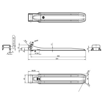 Bordwand Klappenscharnier verzinkt Länge circa 320 mm für PKW Anhänger – Bild 3