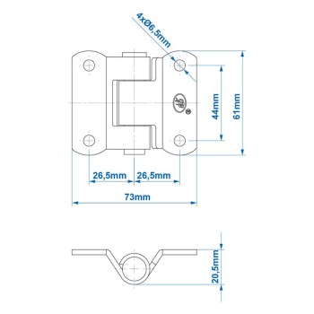 Anschraubscharnier / Türscharnier / Borwandscharnier 61x73mm für PKW Anhänger – Bild 2