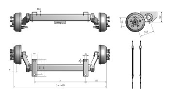 Schlegl 900kg Anhänger Achse SB9 - 1000mm - Radanschluss 5 x 112 - gebremst – Bild 7