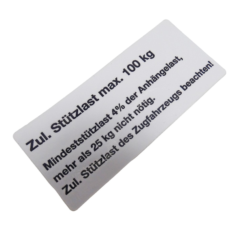 100kg Stützlastschild mit Klebefolie groß