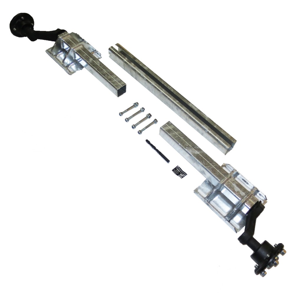 Anhängerachse - verstellbare Laufachse für Anhänger - Flexi-Achse 850 kg 4*100