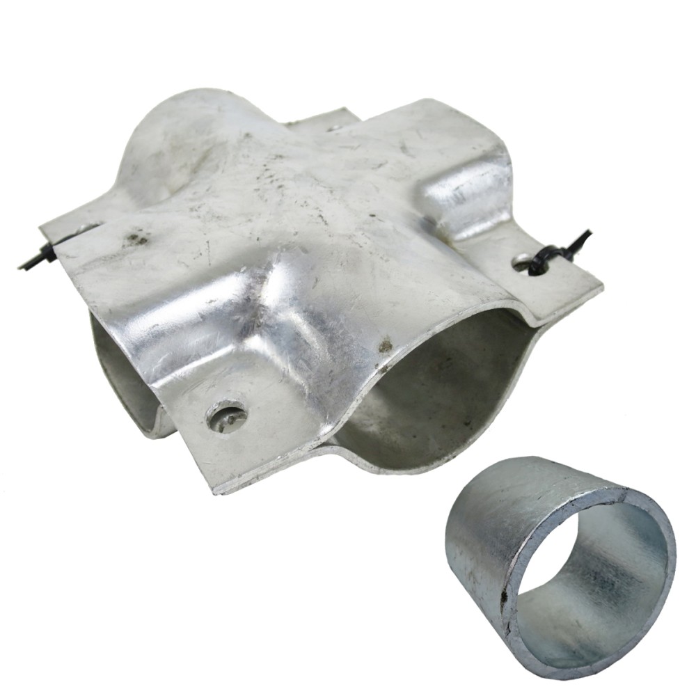 Klemmschale für 80mm Achsrohr Vierkant auf 70mm Zugrohr rund für PKW Anhänger