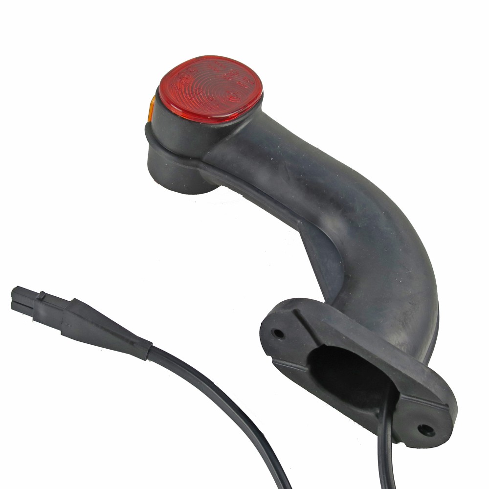 Aspöck Superpoint II Umrissleuchte rot/weiß mit Gummiarm links mit 2-poliger Stecker