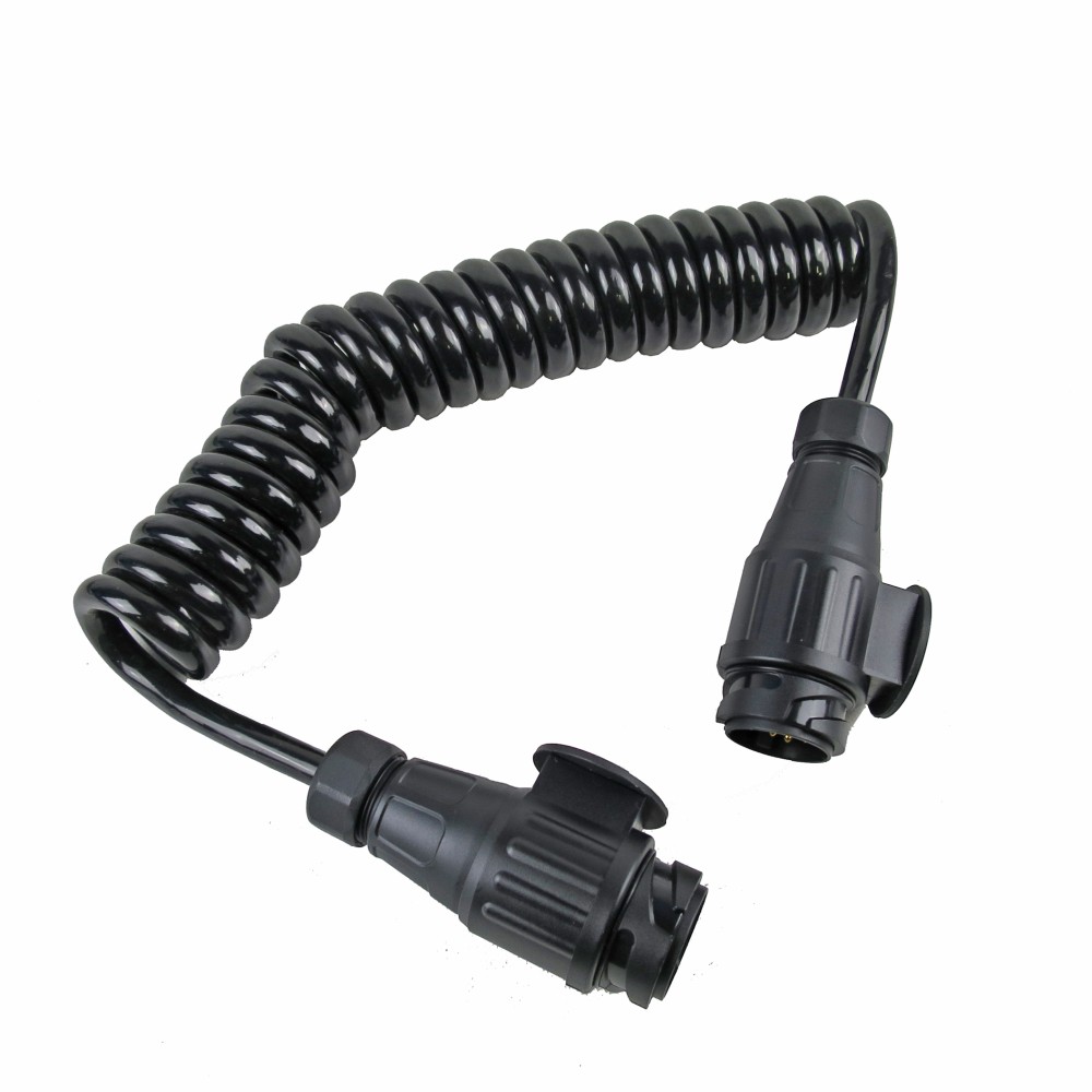 Spiralkabel 12 V, beidseitig mit 13-poliger Stecker 8polig belegt