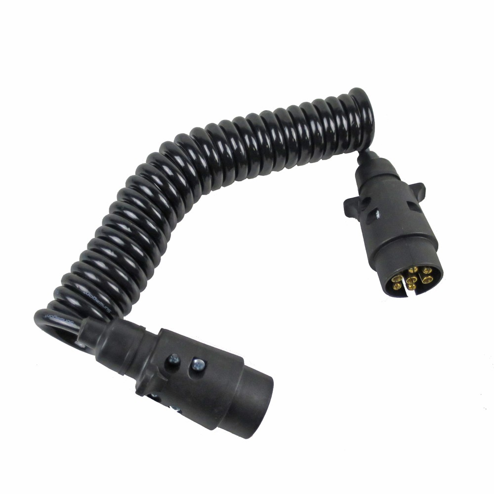 Spiralkabel 12 V, beidseitig mit 7-polig Kunststoffstecker