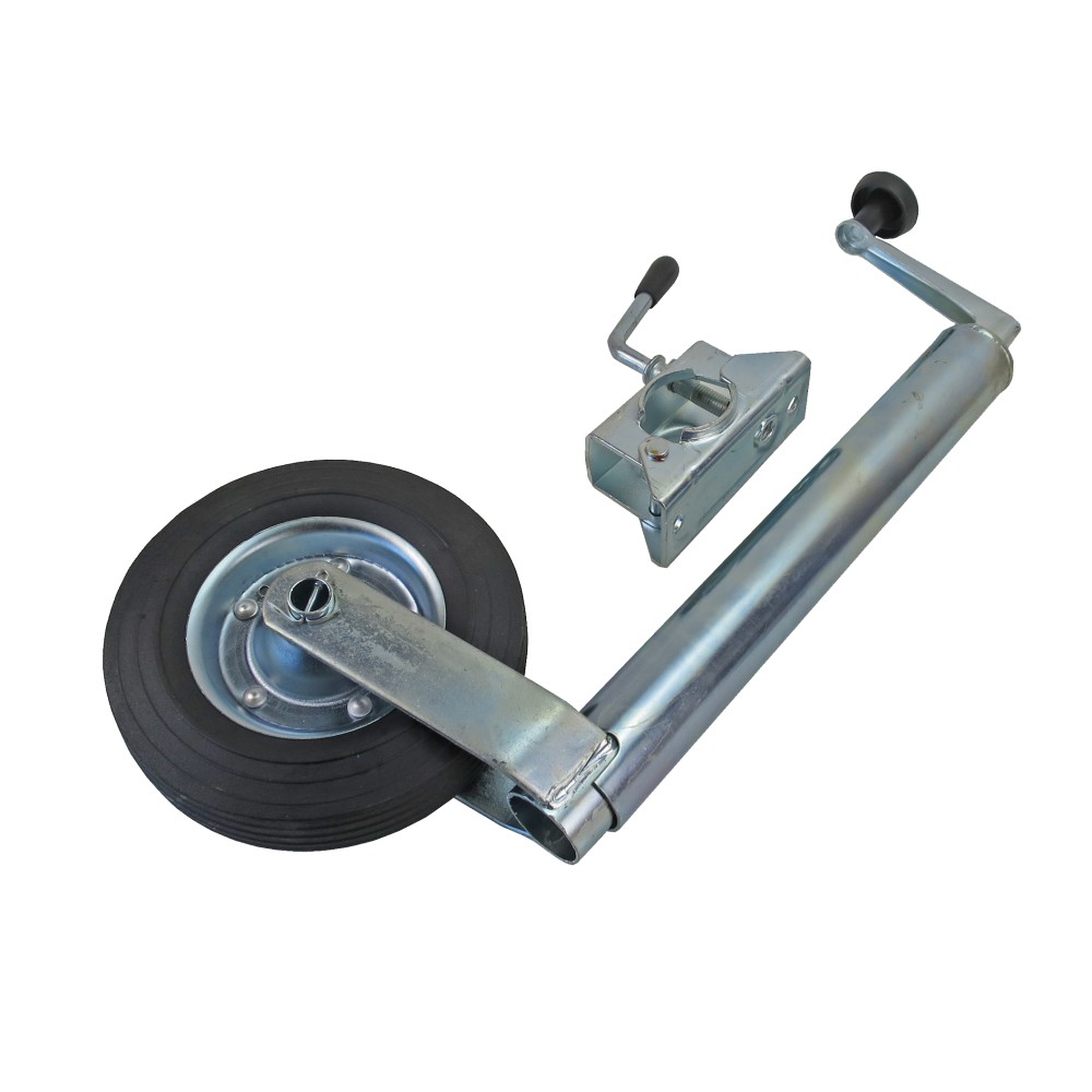 Set Hochwertiges Pkw Anhänger Trailer Stützrad Bugrad 48mm 150kg mit Klemmhalter
