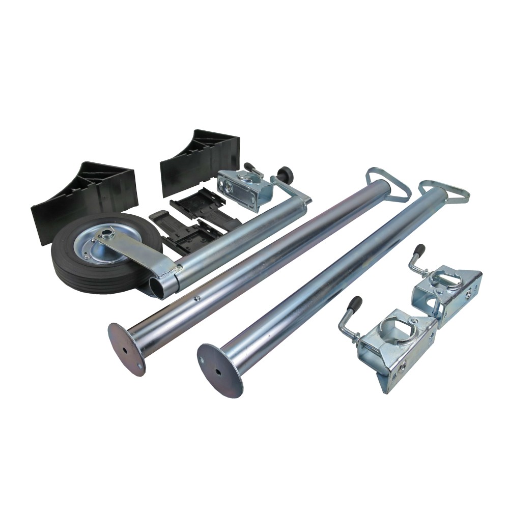 Super Set Anhänger Stützrad, Stützen, Klemmschellen, Unterlegkeile