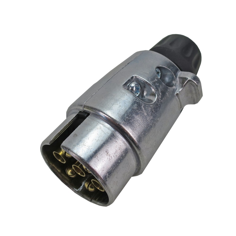 7 poliger Anhängerstecker Metall Stecker für Pkw Anhänger Schraubanschluss
