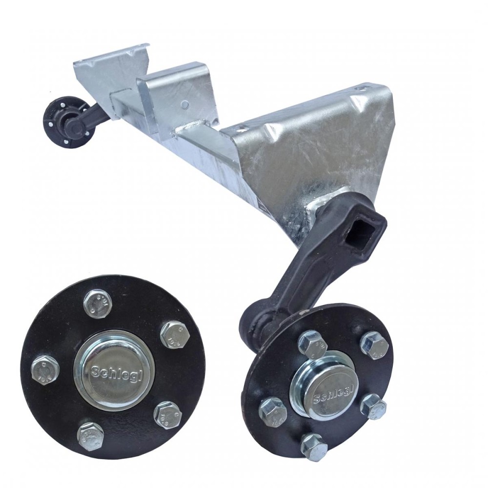 Schlegl 750kg Anhänger Achse MB8 - 1000mm - 5x112 - hoher Auflagebock-ungebremst