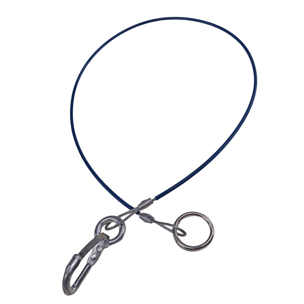 1m Abreißseil, PVC ummantelt mit Karabinerhaken und Ring